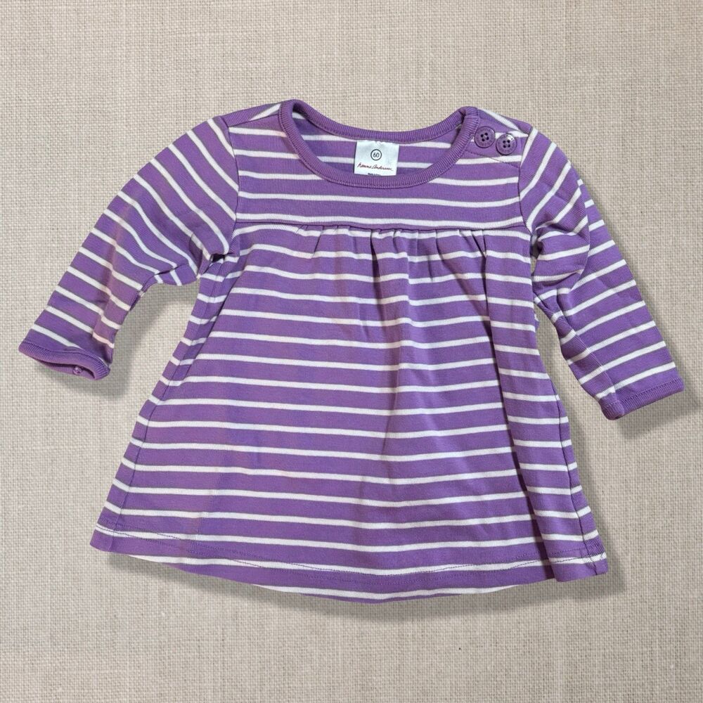 Hanna Andersson G Stripe Day Play Dress Soft Amethyst 60 3-6M Purple